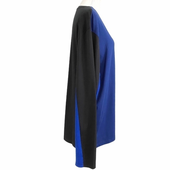 MICHAEL KORS BLACK BLUE NAVY COLOR BLOCK CREW NECK COTTON LONG TEE TOP - 2XL - Picture 2 of 7